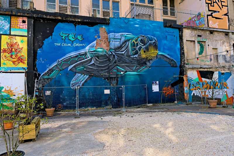 Futuristic Turtle Painted on a Wall Attisholz Solothurn Switzerland