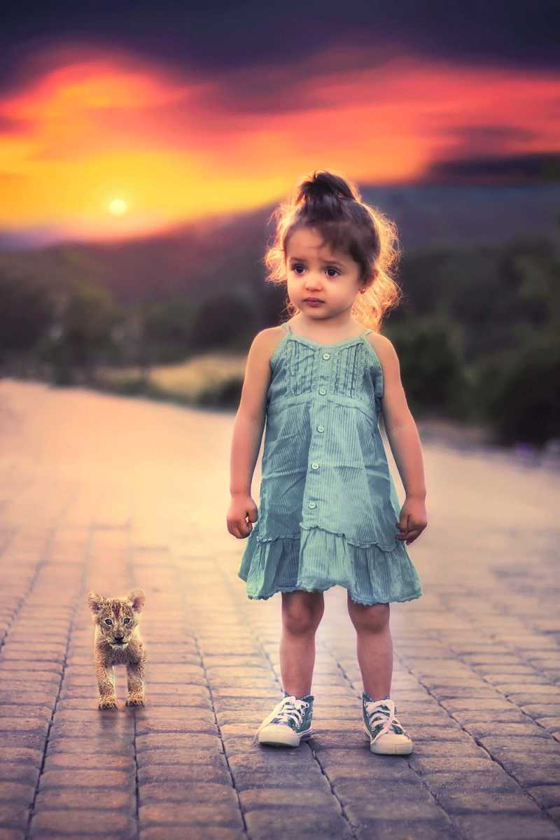 girl with a lion cub - jigsaw puzzle