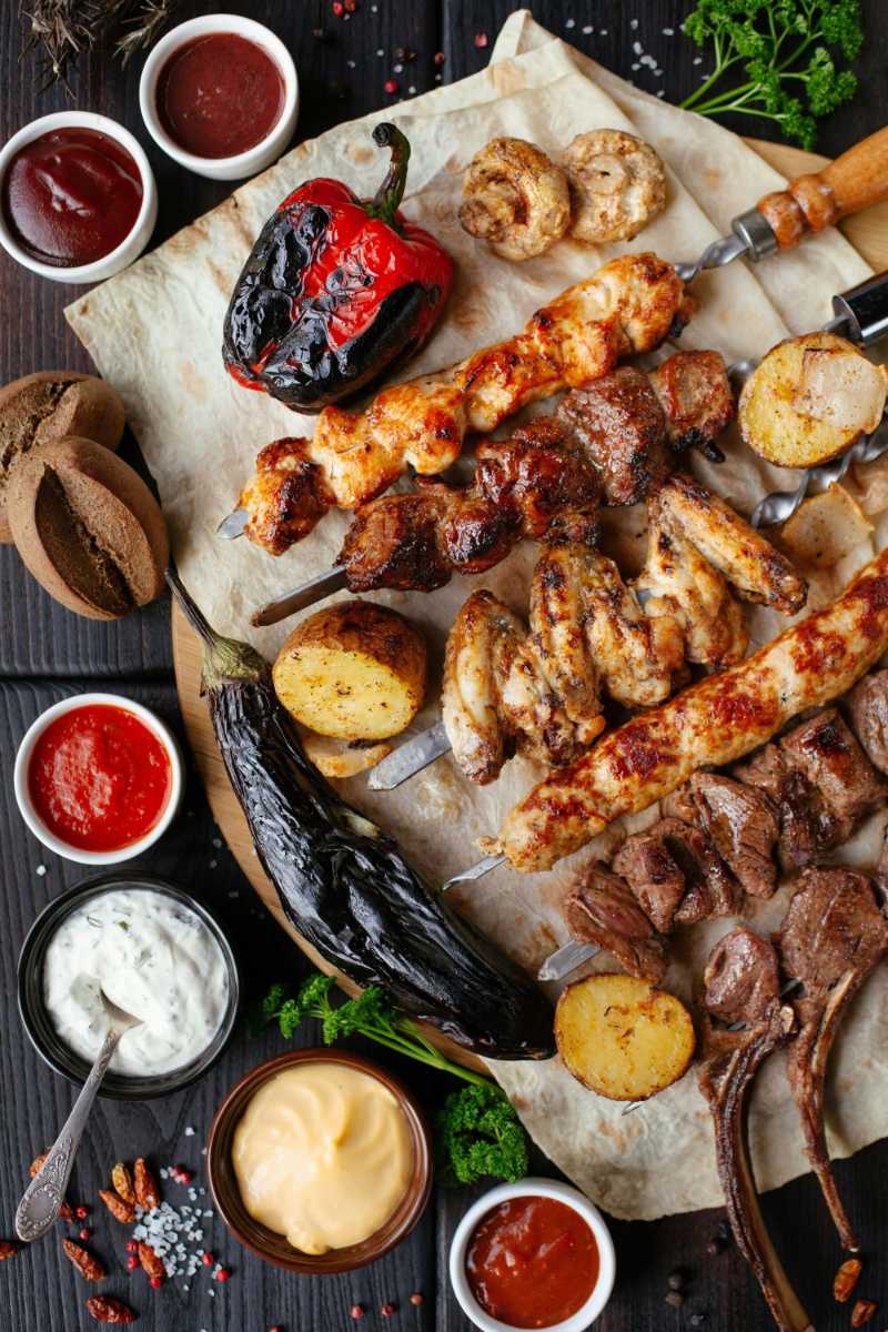 grilled meat and vegetable on the table - jigsaw puzzle