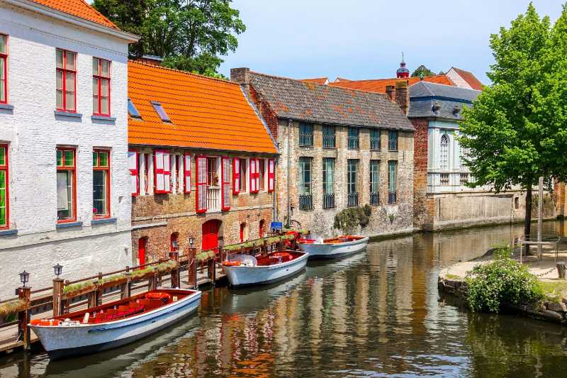 Historic buildings with beautiful canal in Bruges