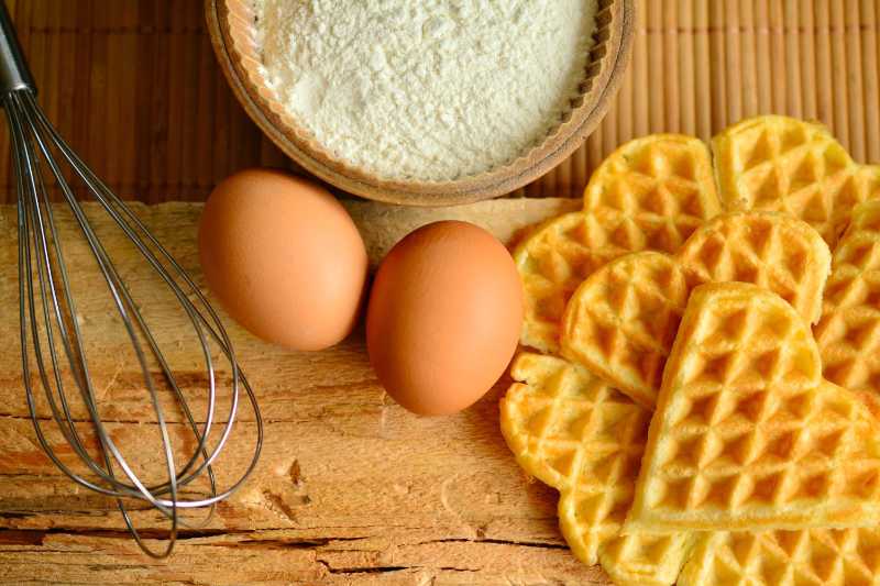 Homemade Heart-Shaped Waffles Recipe with Eggs and Flour