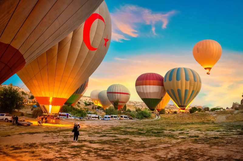 Hot Air Balloons at Sunrise in Cappadocia Turkey