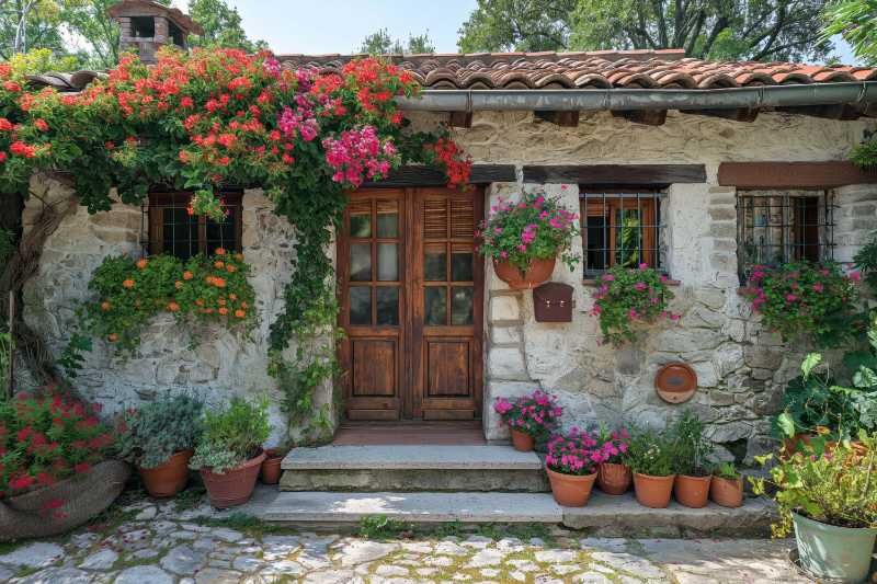 Idyllic sunny day and charming facade