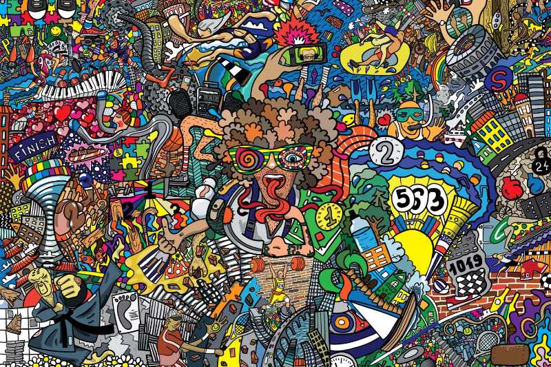 Illustration of a big sports collage