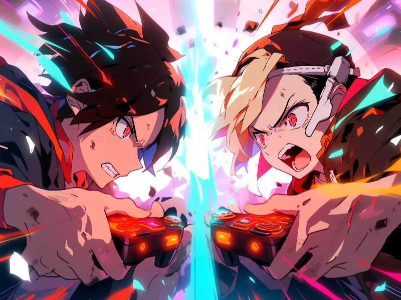Intensive Anime-Gamer kämpfen