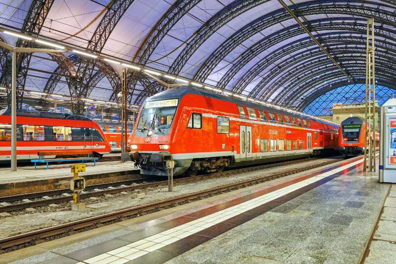 Intercity train at the railways station of dresden rail transport in germany