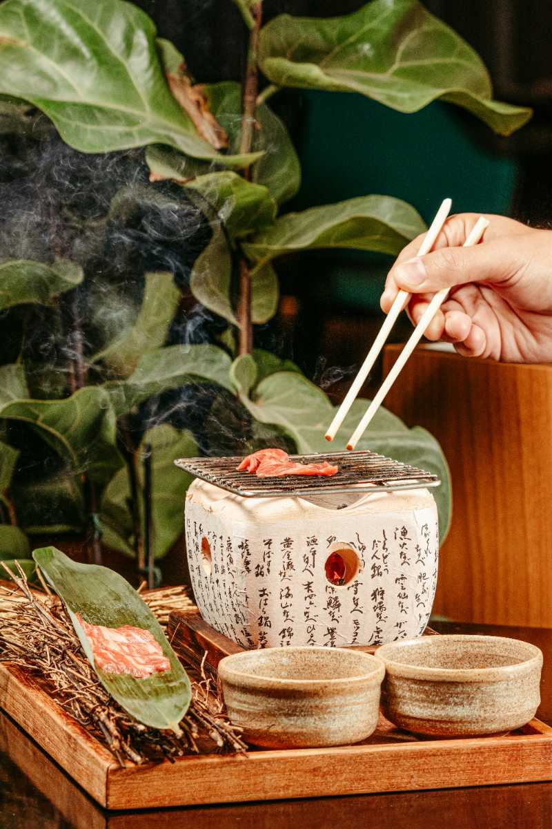 a person holding chopsticks over a bowl of food - jigsaw puzzle