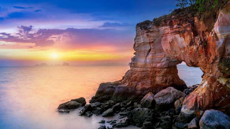 Laem jamuk khwai at sunset in krabi thailand