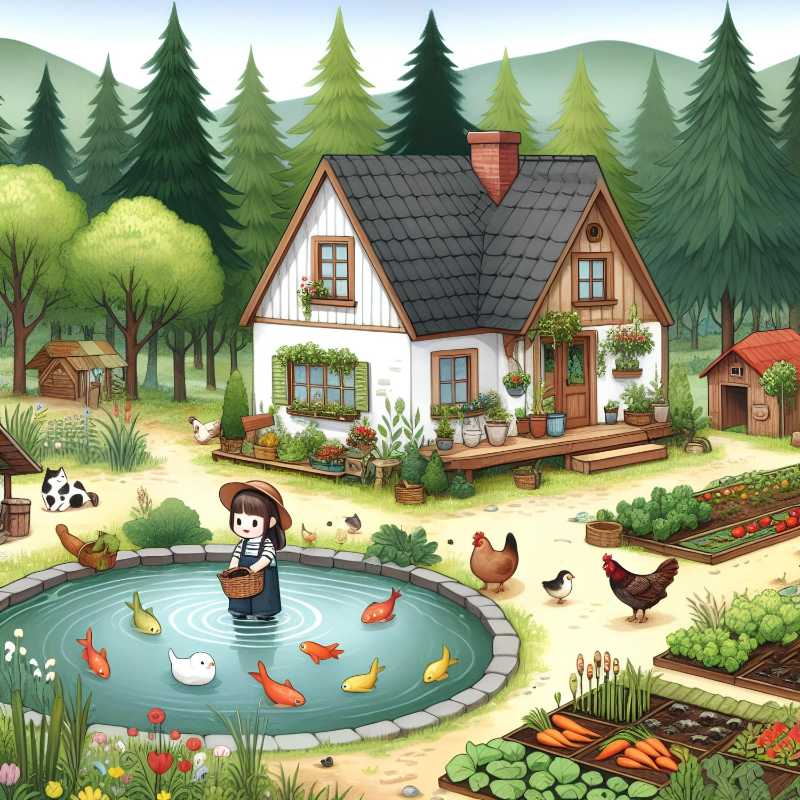 lake cartoon hosue ai generated - jigsaw puzzle