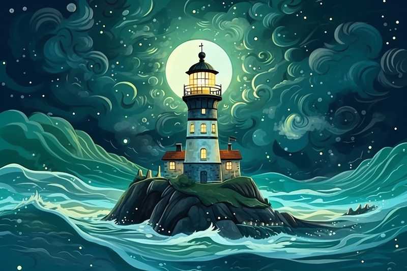 lighthouse ocean help salvation - jigsaw puzzle