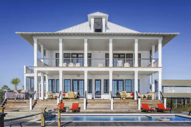 Luxury White Beach House with Pool and Balconies