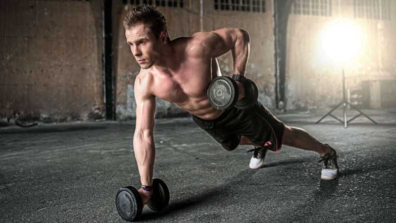 man exercise fitness gym dumbbells - jigsaw puzzle