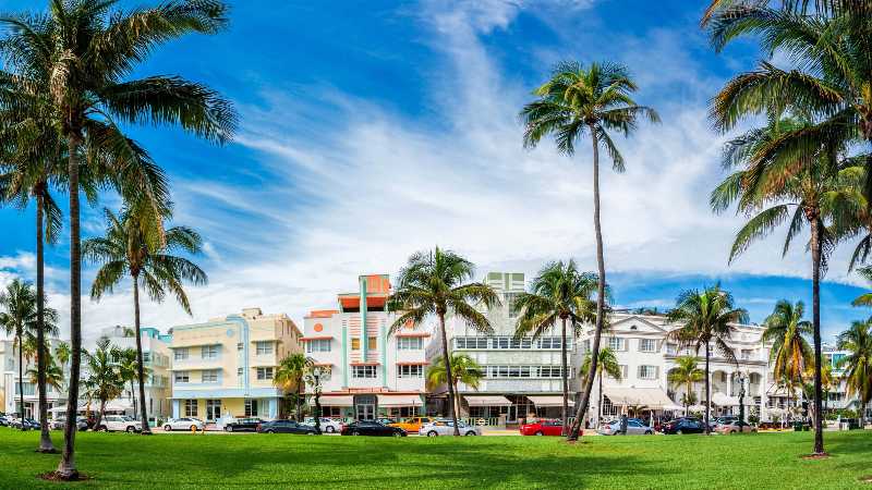 miami beach florida usa cityscape with art deco buildings ocean drive