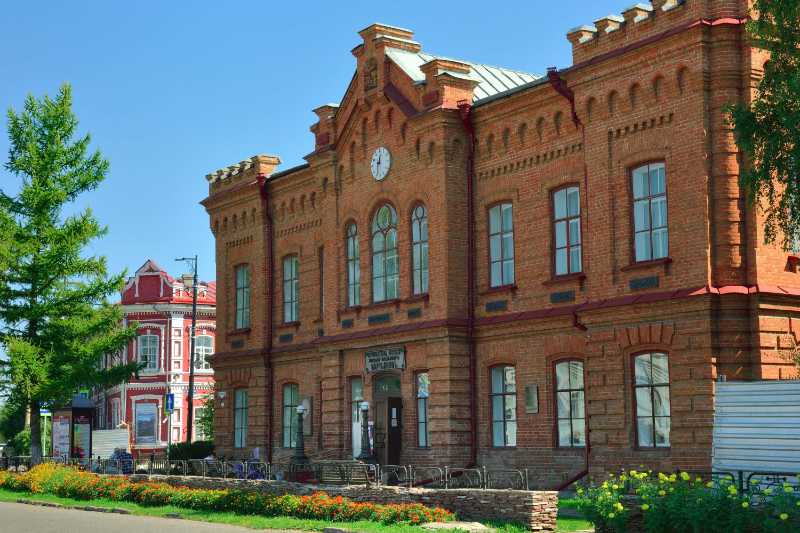 러시아 시베리아 미누신스크 역사적인 벽돌집 역사 지구 구시가지