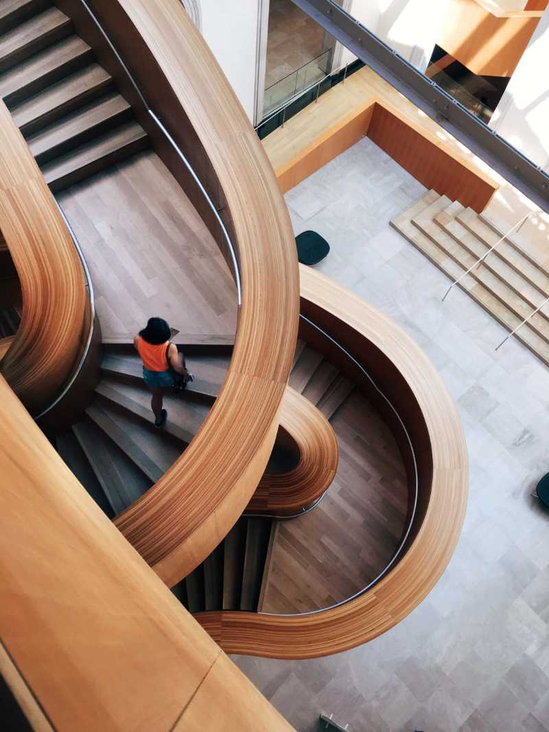 Modern Architecture Spiral Wooden Staircase Design