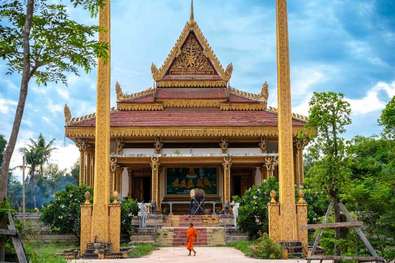 Monk in a local temple in SIem Reap Cambodia