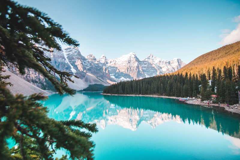 Moraine Lake Banff Iconic Turquoise Water and Ten Peaks Landscape
