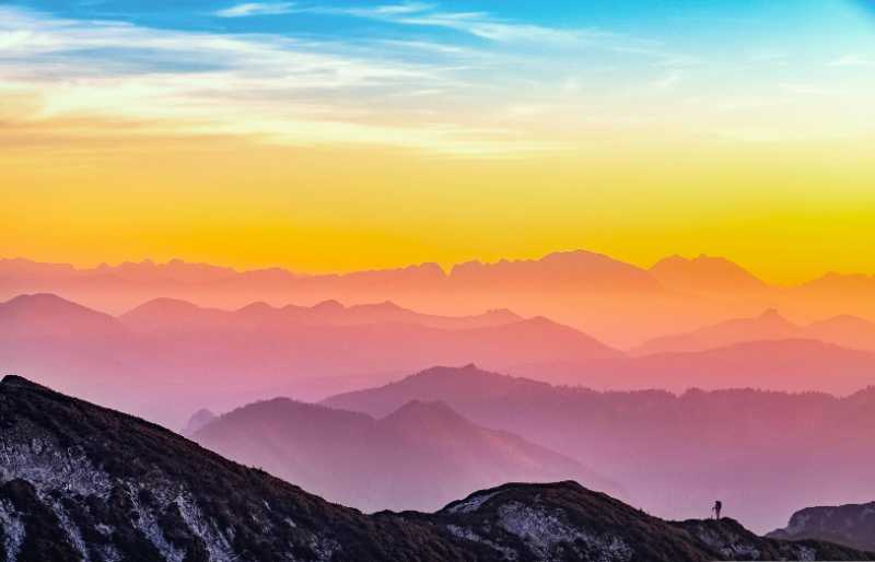 mountains sunset colorful sky - jigsaw puzzle