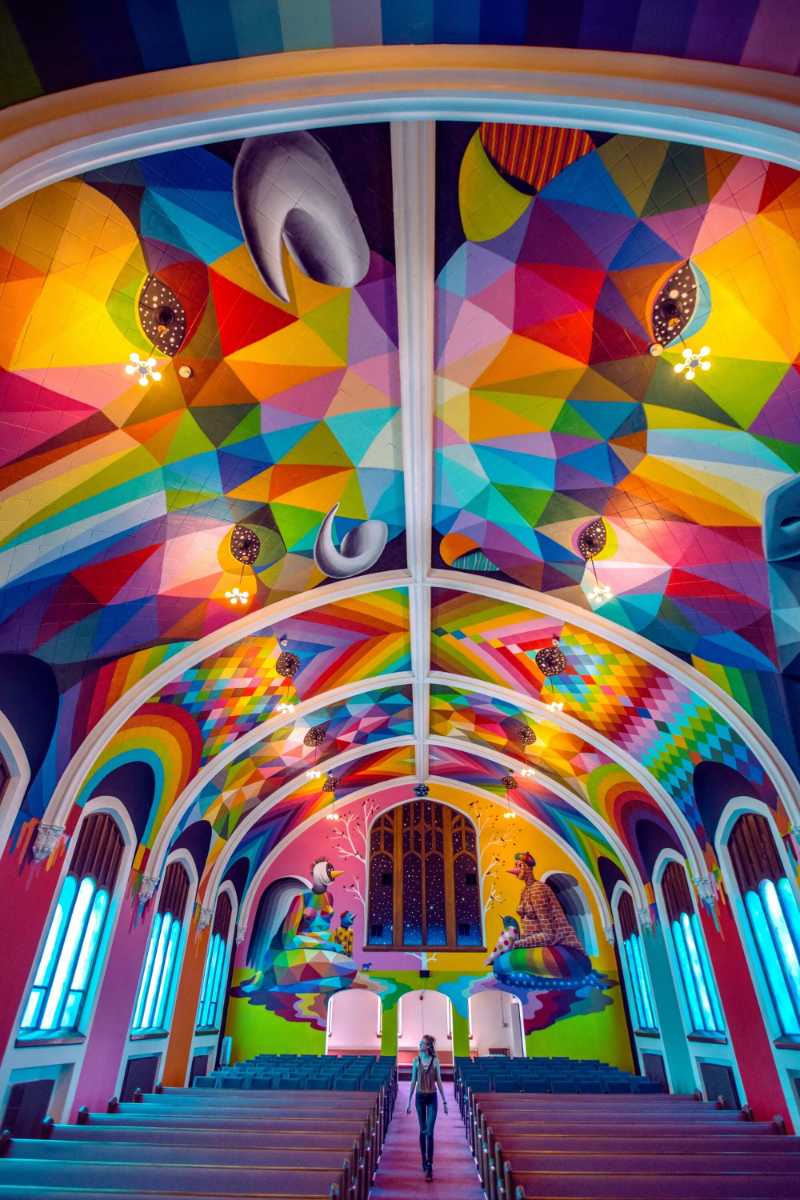 Multicolored wall paint art