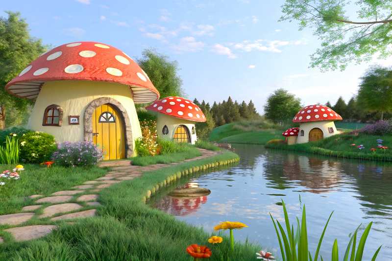 mushroom houses fantasy - jigsaw puzzle