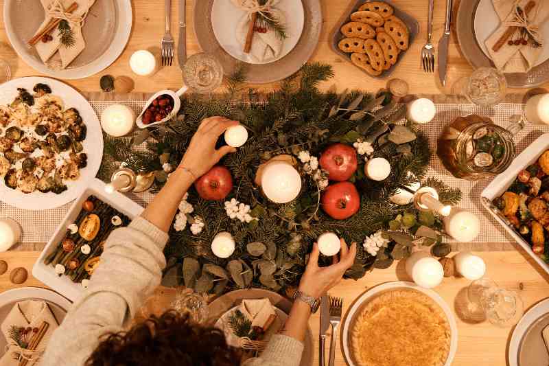 top view of table set up for christmas dinner - jigsaw puzzle