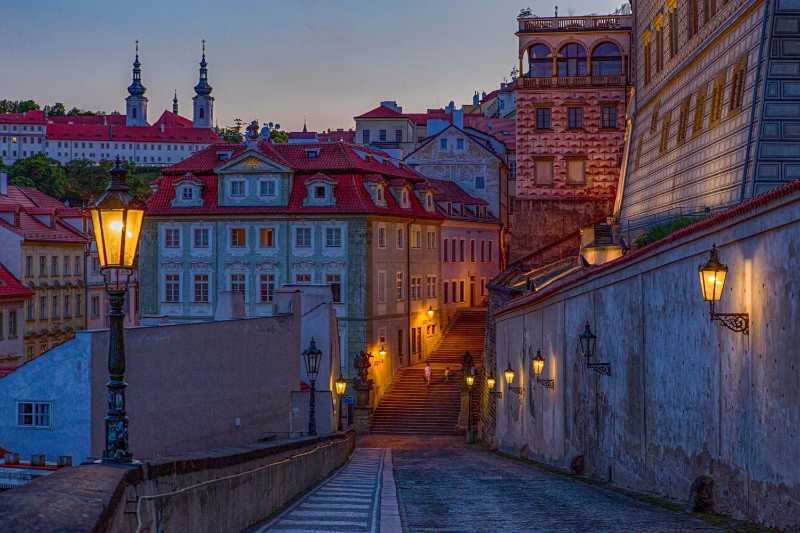 old town buildings street twilight - jigsaw puzzle