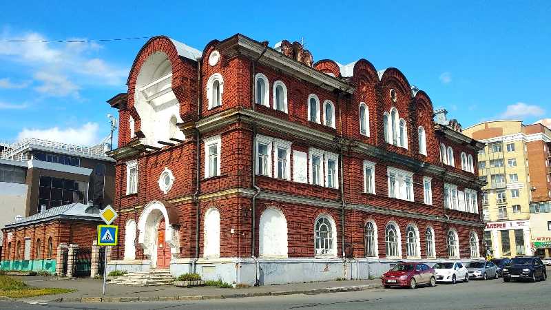 Old historical red brick buildings Arkhangelsk russia