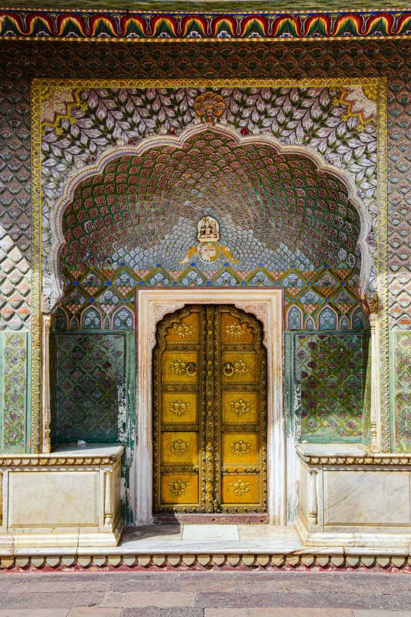 Ornamented Wall over Door of The City Palace in Jaipur
