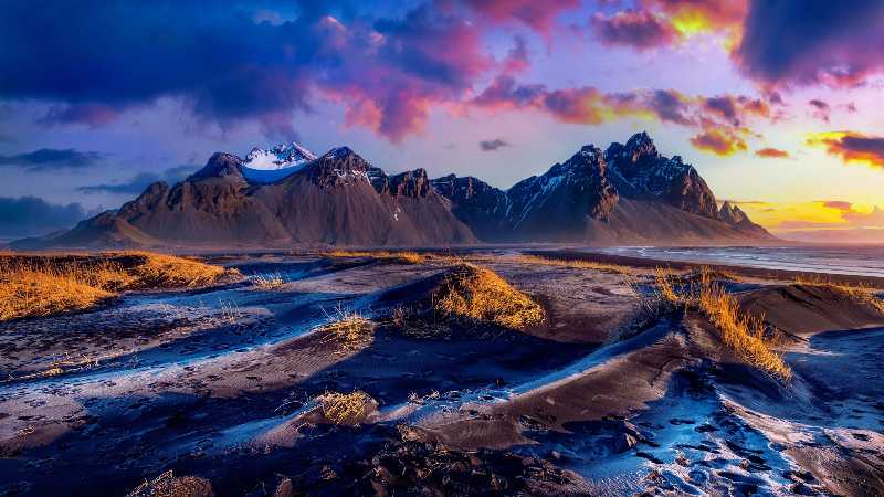 Panoramic landscape at sunrise
