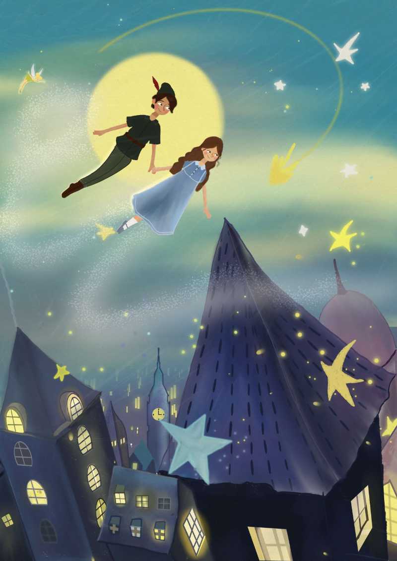 Peter Pan Wendy Starry Sky Disney Flying - jigsaw puzzle