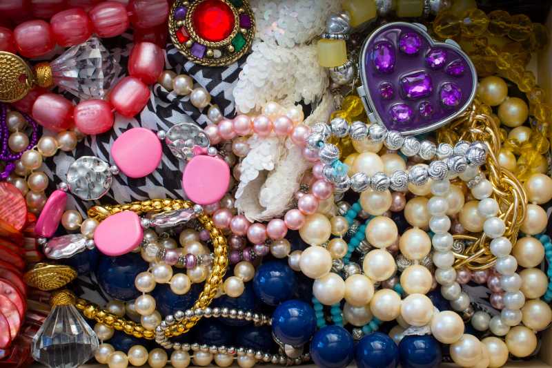 Pile of Vintage Costume Jewelry