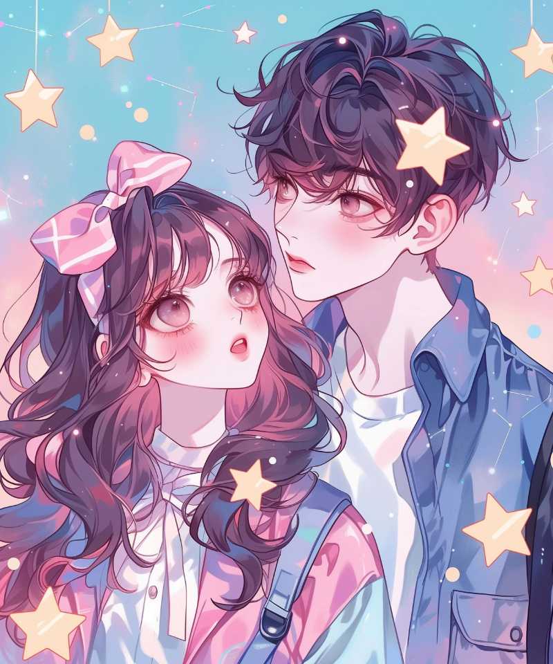 Porträt einer Anime-Figur mit Sternen