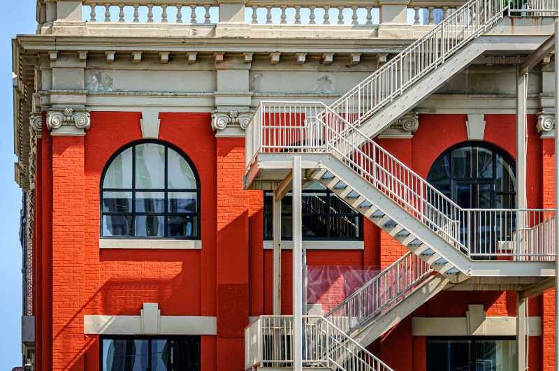 Red Brick Architecture Fire Escape Stairs Industrial Design