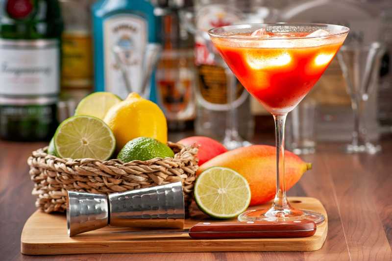 Refreshing Tropical Cocktail with Fresh Fruits