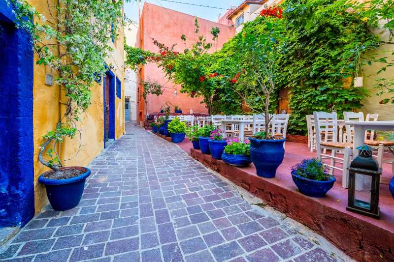 Scenic picturesque streets of chania venetian town chania creete greece