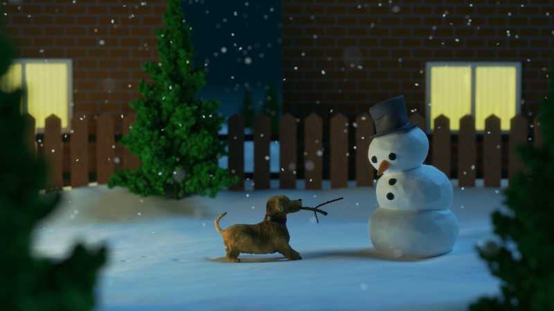 snowman dog snow snowfall snowing - jigsaw puzzle