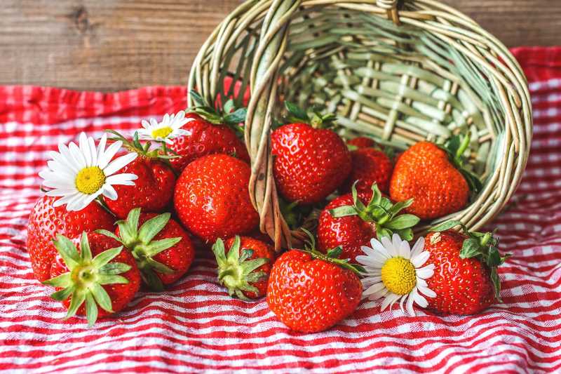 strawberries in basket