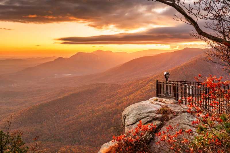 Table Rock State Park South Carolina USA Landscape at Dusk in Autumn