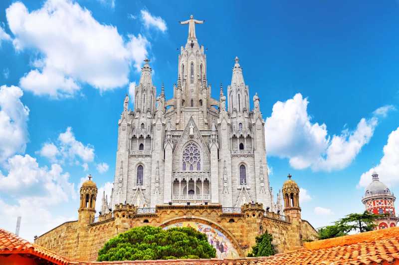 Temple on top of mount tibidabo the temple of the sacred heart Barcelona Spain