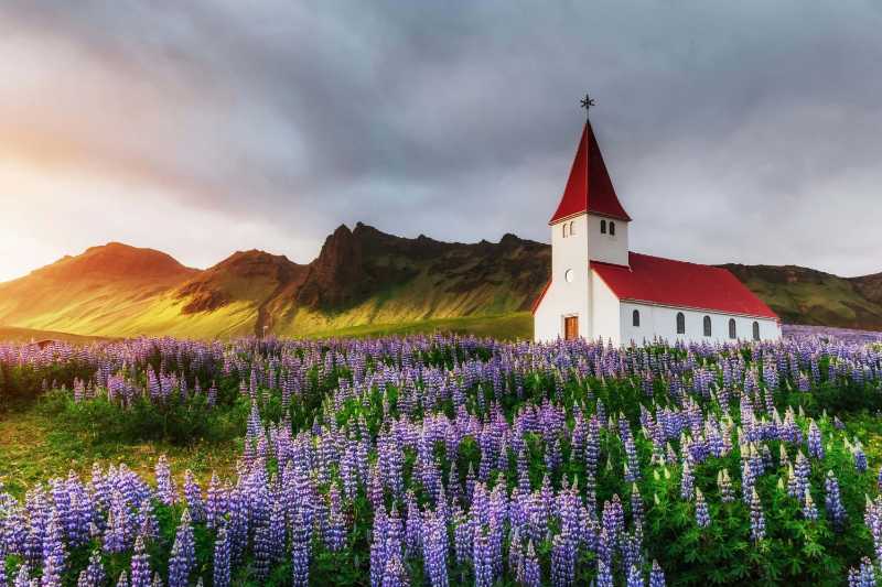 The village church of vik in iceland 