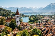 Thun cityspace with Alps mountain and lake in Switzerland - jigsaw puzzle
