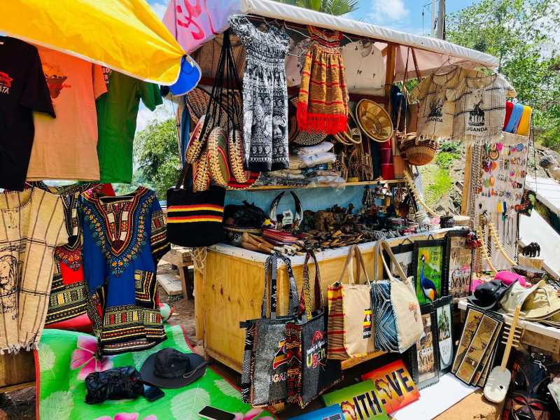Vibrant African Market Stall with Cultural Goods
