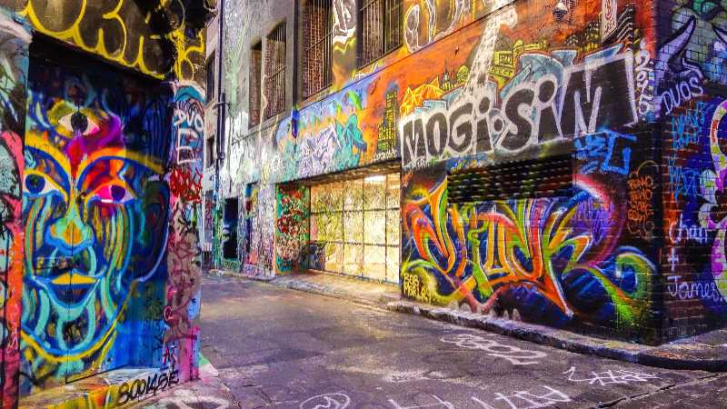 Vibrant Street Art and Graffiti in a City Laneway