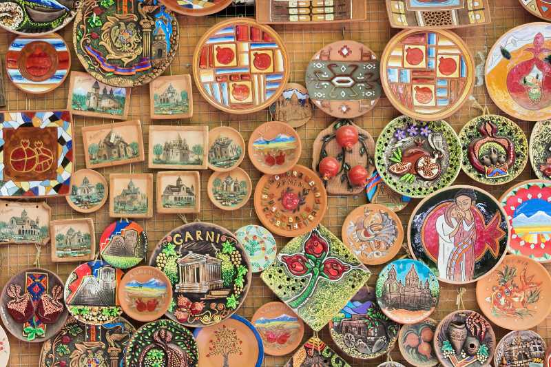 Vibrant Travel Souvenirs Display Traditional Art and Culture