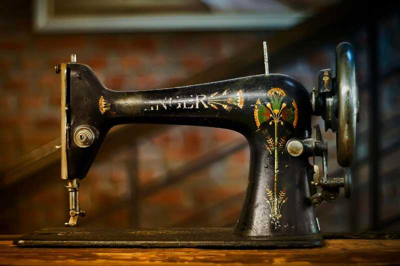 Vintage Sewing Machine Close-up Antique Decal Art