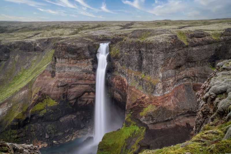 waterfall plateau mountain haifoss - jigsaw puzzle