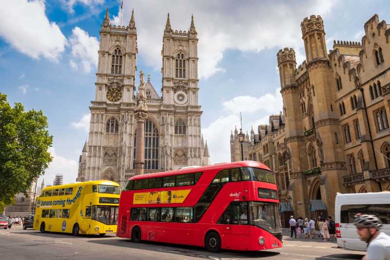 Westminster Abbey and London Buses