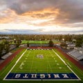 an aerial view of a football field at sunset - jigsaw puzzle