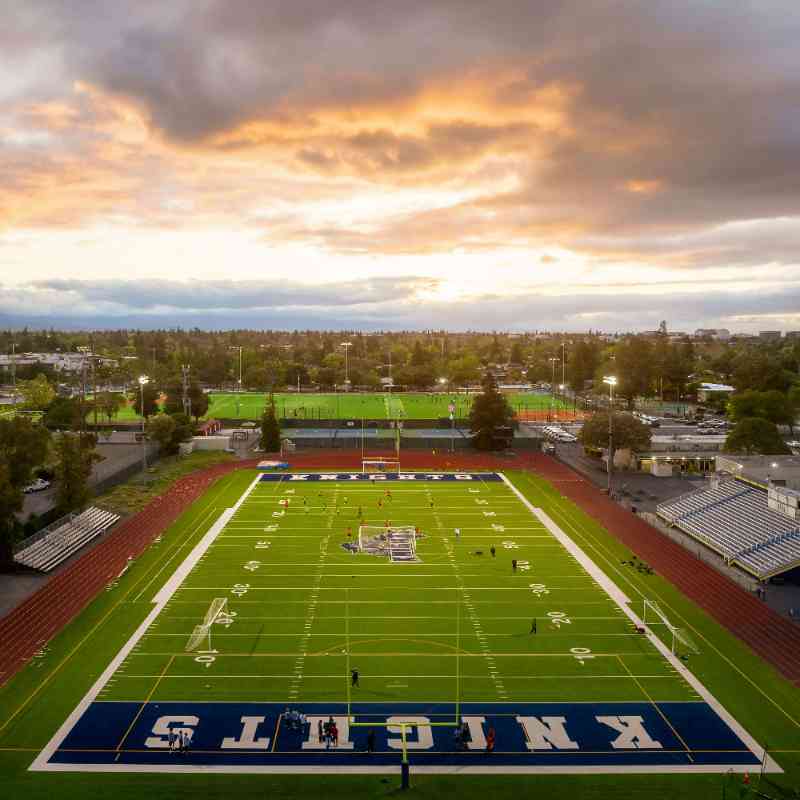 an aerial view of a football field at sunset - jigsaw puzzle